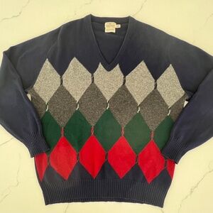 Vintage Neiman Marcus hand Intarsia Cashmere Sweater,,Made in Scotland,Cashmere